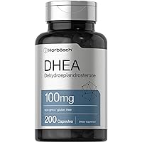 DHEA 100mg | 200 Capsules | Non-GMO, Gluten Free Supplement | by Horbaach