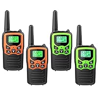 Walkie Talkies, MOICO Long Range Walkie Talkies for Adults with 22 FRS Channels, Family Walkie Talkie with LED Flashlight VOX LCD Display for Hiking Camping Trip (2Orange & 2Green)