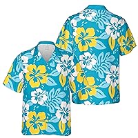 Classic Yellow Blue Flower Hawaiian Shirt S-5XL