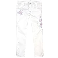 Le Chic Girl's Twill Pants with Embroidered Flowers, Sizes 4-14