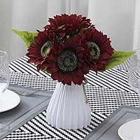 Large Silk Sunflower Floral Arrangement in White Vase for Home Wedding Decor (Red)