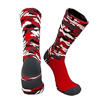Camo Crew Socks in Red Black Graphite and White