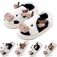 Cow Slippers for Kids, Toddler Boys Girls Cute Cartoon Cow Animal Slippers, Fuzzy Kawaii Non-Slip House Slippers Shoes for Indoor and Outdoor