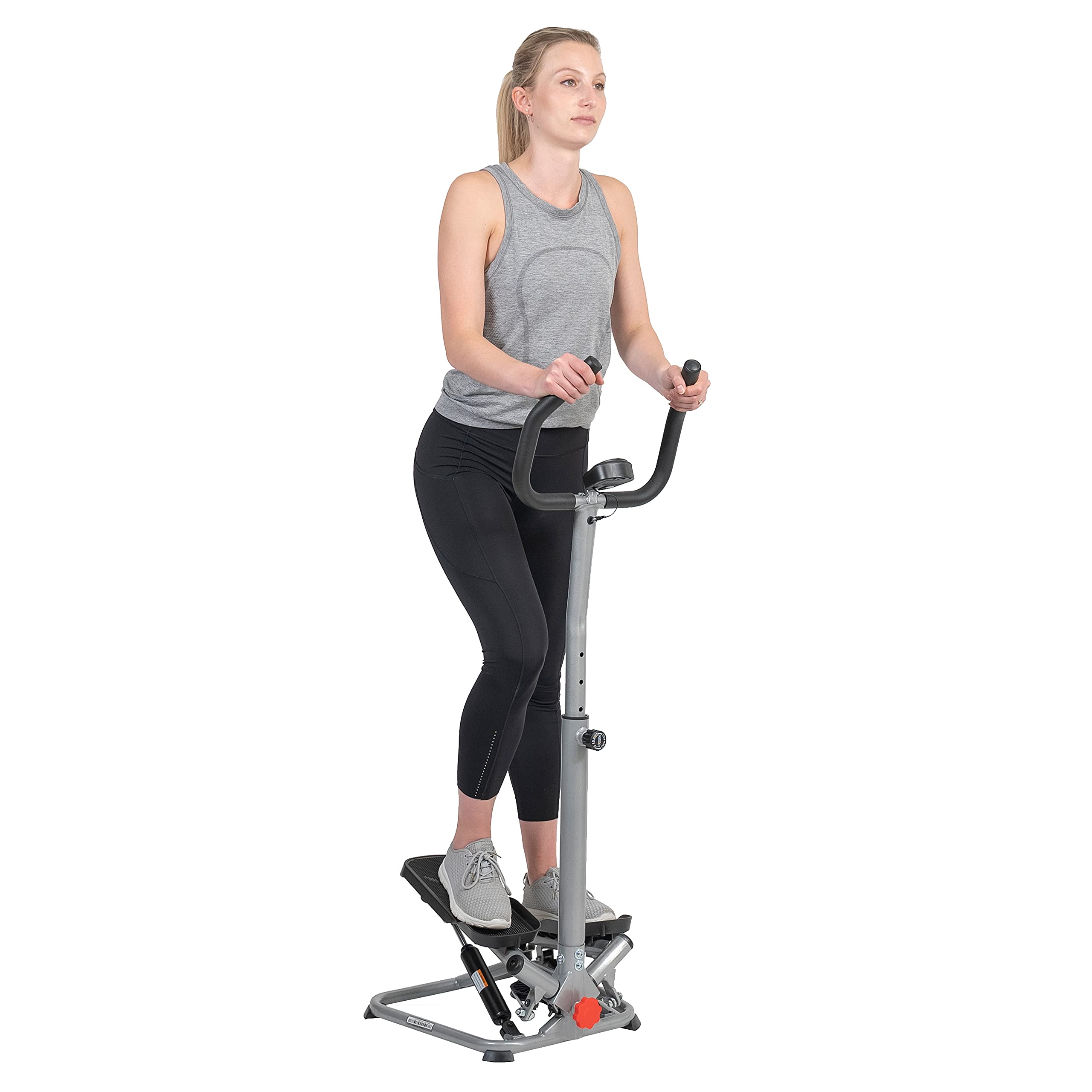 Sunny Health & Fitness Twisting Stair Stepper Machine with Handlebar and Digital Display