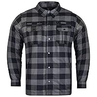 Men's Armored Checkered Flannel Biker Shirt, Multiple Waterproof Storage Pockets