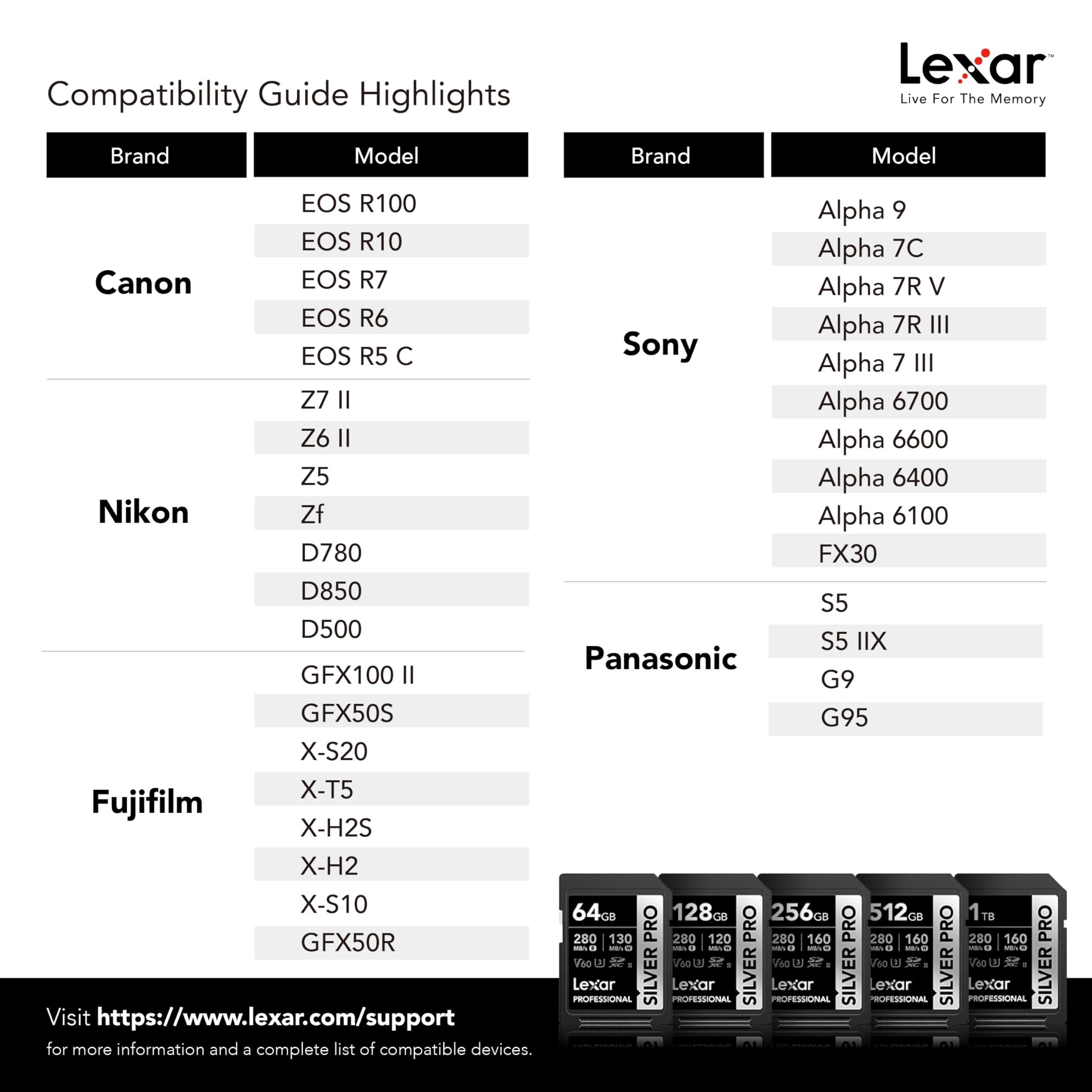 Lexar 1TB Professional Silver PRO SDXC Memory Card, UHS-II, C10, U3, V60, Full-HD & 4K Video, Up to 280MB/s Read, for Professional Photographer, Videographer, Enthusiast (LSDSIPR001T-BNNNG)