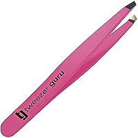 Tweezers for Women - Slant Pointed Precision Tweezers for Eyebrows & Ingrown Hair Removal - Blackhead and Splinter Tweezer with Sharp Needle Nose Point for Plucking (Pink)