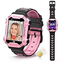 PTHTECHUS 4G Smart Watch for Kids - Smartwatch Phone with GPS Tracker,HD Camera, SOS, WiFi, Pedometer, Audio and Video Calling Voice Chat MP3 Waterproof Compatible Android and iOS for Girls Boys Gifts