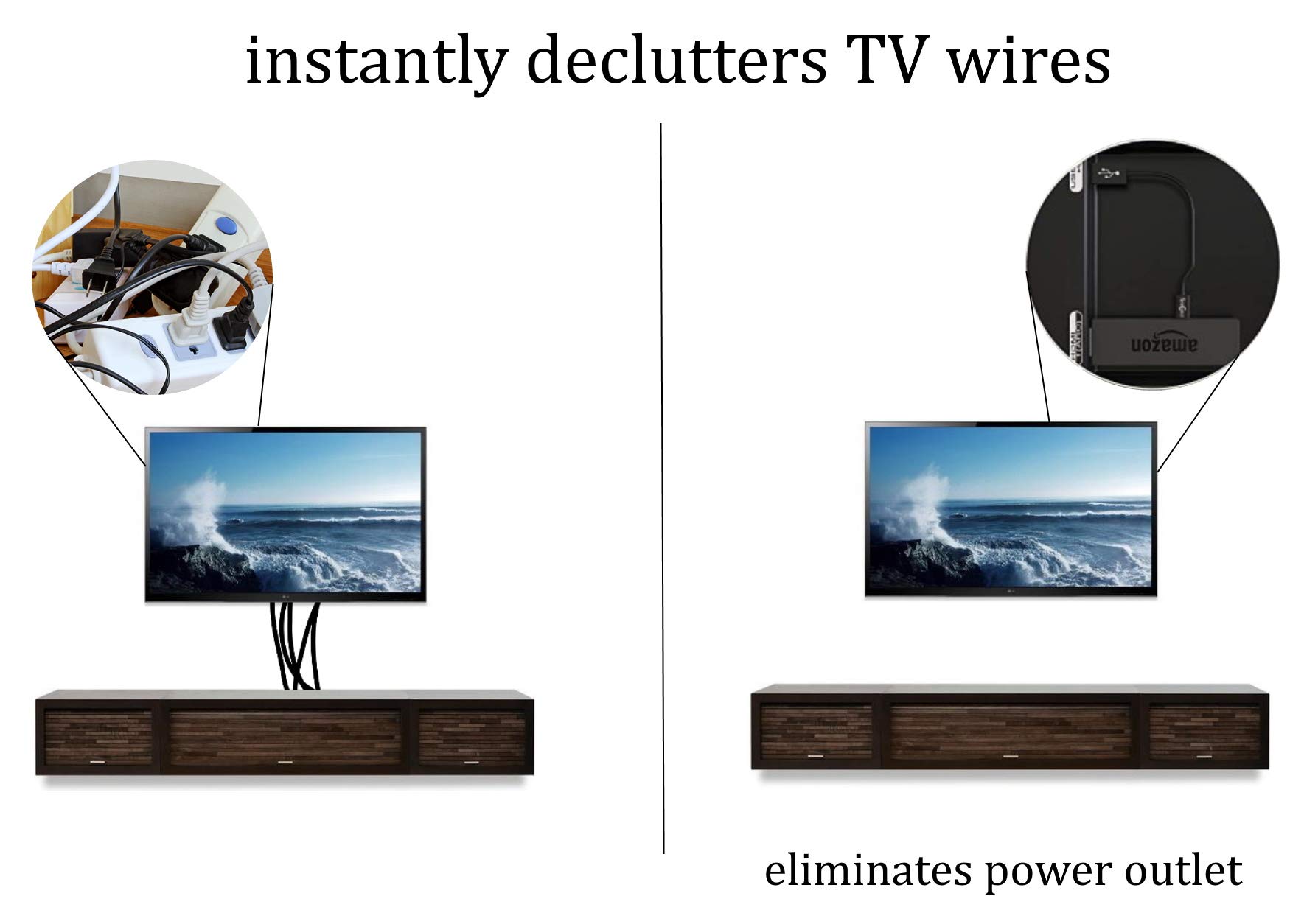 fireCable Wireless Adapter for Firestick | Declutters TV Wires & Eliminates AC Outlet (No Software Required, Installs in Seconds)