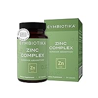 CYMBIOTIKA Zinc Complex, High Absorption Zinc Supplement with Copper, Including Zinc Picolinate, Zinc Monomethione, & Sucrosomial Zinc, Powerful Immune System Booster for Adults, Non-GMO, 30 Capsules