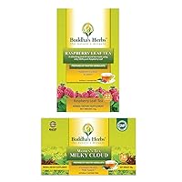 Buddha's Herbs Milky Cloud Nursing Tea And Raspberry Leaf Tea No Caffeine Tea for Women Health and General Well Being, Herbal Dietary Supplement with Vitamin C