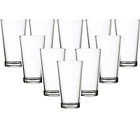 Circleware 44128 Huge 10-Piece Set of Highball Tumbler Drinking Glasses 16 oz. Home & Kitchen Party Heavy Base Clear Glassware Cups for Water, Beer, Juice, Ice Tea, Bar Beverages Simple Home 10pc