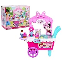 Disney Junior Minnie Mouse Sweets & Treats 2-foot Rolling Ice Cream Cart, 39-pieces, Pretend Play Food, Officially Licensed Kids Toys for Ages 2 Up