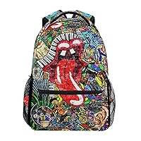 ALAZA Colorful Graffiti Music Art Abstract Stylish Large Backpack Personalized Laptop iPad Tablet Travel School Bag with Multiple Pockets