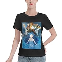 Ascendance of A Bookworm T-Shirt Animation Design Printed Female Shirts Novelty Style Short Sleeve Blouse Black
