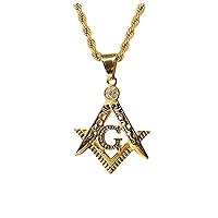Men Women 925 Italy 14k Gold Finish Iced Triangle G Freemason Symbol Masonic Ice Out Pendant Stainless Steel Real 2.5 mm Rope Chain Necklace, Men's Jewelry, Iced Pendant, Chain Pendant Rope Necklace