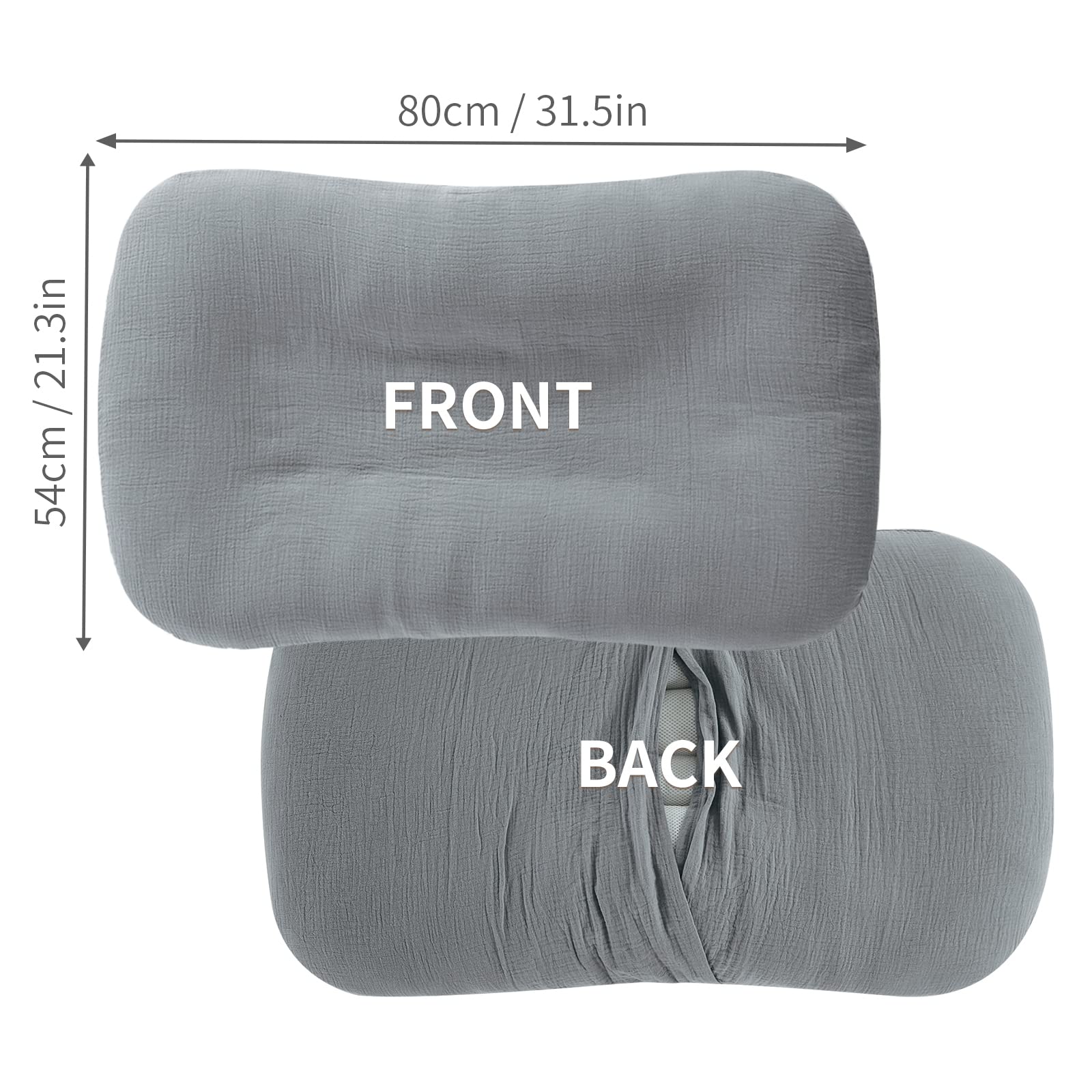 HOMBYS Muslin Baby Lounger Cover 2 Pack for Newborn, 100% Cotton Lounger Slipcover, Ultra Soft Removable Cover for Infant Lounger Pillow (Blue & Grey)
