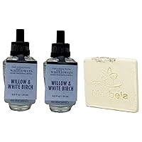 Bath & Body Works Willow & White Birch Wallflowers Fragrance Refill 2 Pack With a Natual Oats Sample Soap.