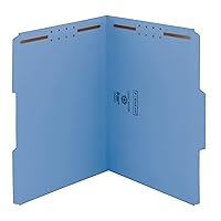 Smead Fastener File Folder, 2 Fasteners, Reinforced 1/3-Cut Tab, Letter Size, Blue, 21 per Box (12050)