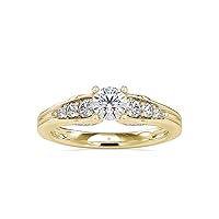 Certified Solitaire Engagement Ring Studded with 0.29 Ct IJ-SI Natural & 0.47 Ct Center Solitaire Moissanite Diamond in 14k White/Yellow/Rose Gold for Women on Her Engagement Ceremony