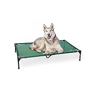 K&H Pet Products Elevated Outdoor Dog Cot Bed, Raised Cooling Bed with Washable Breathable Mesh for Extra-Large Dogs, Portable Raised Platform Pet Bed, Heavy Duty Metal Frame Hammock Bed, XL, Green