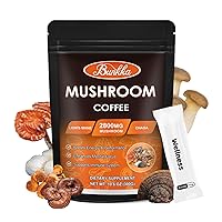 Mushroom Coffee -10 Mushrooms Instant Coffee Alternative Packets 10.6 Ounce w/Lion's Mane, Chaga, Reishi, Cordyceps, Turkey Tail & More-Mushroom Coffee for Energy, Focus, Immune & Gut Health Support