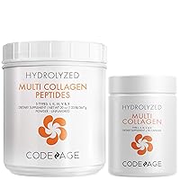 Codeage Multi Collagen Protein Capsules & Multi Collagen Protein Powder Bundle | Multi Collagen Pills, Collagen Types I, II, II, V & X, 90 Count | Multi Collagen Peptides - Pure, Hydrolyzed, 20 oz