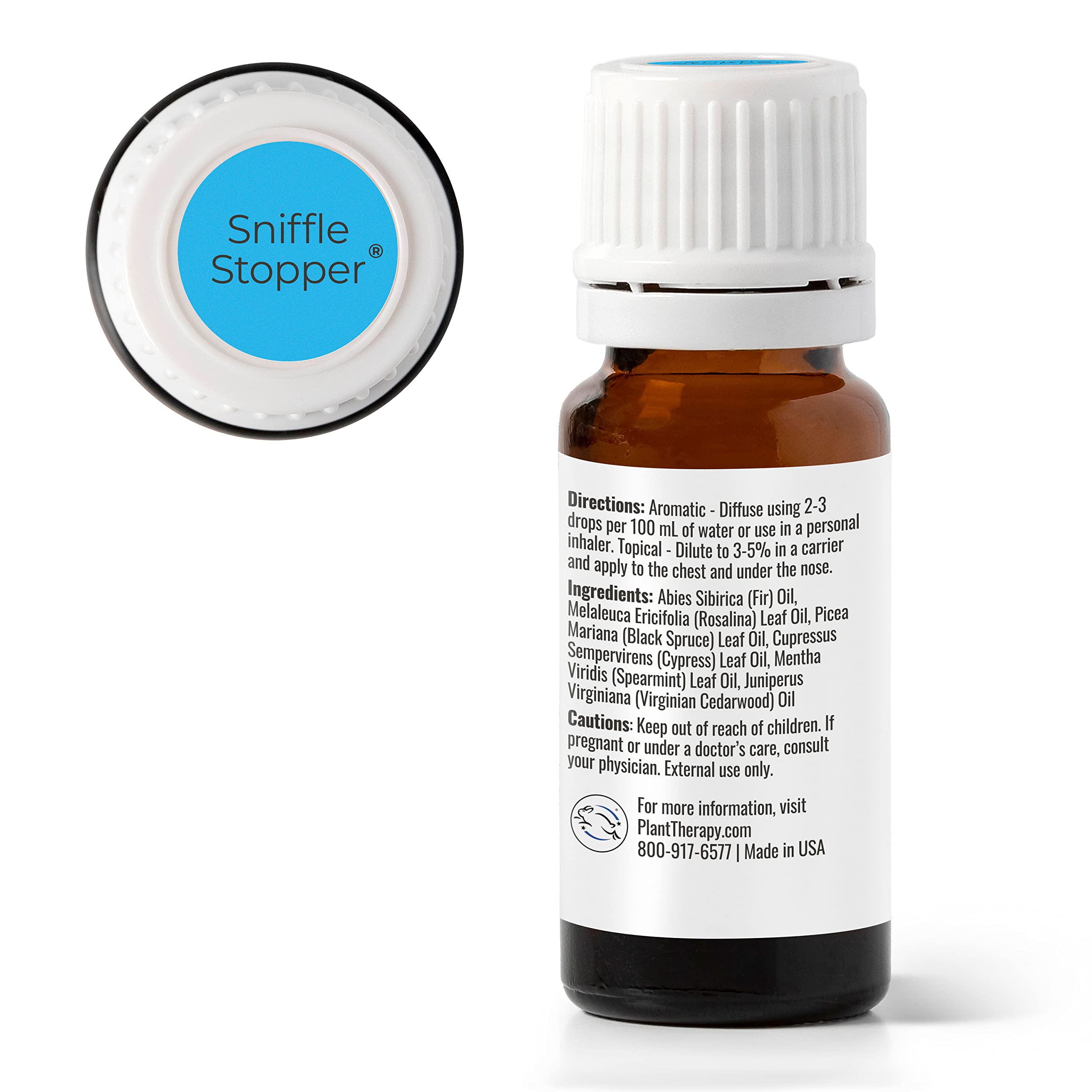 Plant Therapy KidSafe Sniffle Stopper Essential Oil Blend 10 mL (1/3 oz) Respiratory Support Blend 100% Pure, Undiluted, Natural Aromatherapy, Therapeutic Grade