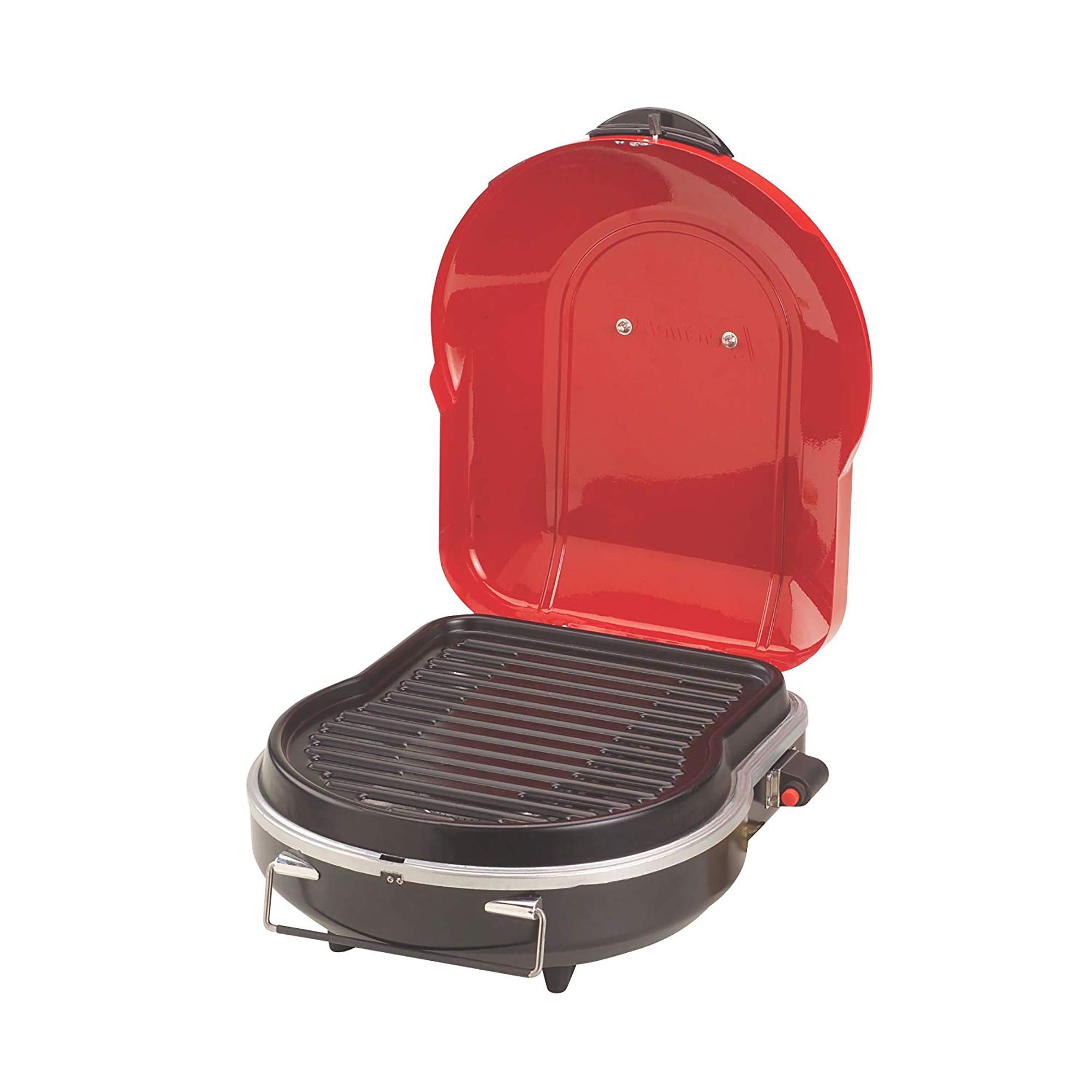 Coleman Fold N Go 1-Burner Propane Grill, Lightweight & Portable Grill with Instastart Push-Button Ignition, Adjustable Horseshoe Burner, Built-In Handle, & 6,000 BTUs of Power