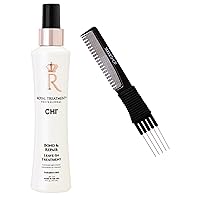 Comb + CHl ROYAL TREATMENT Professional BOND & REPAIR Leave-In Treatment, 6 oz - Hair Leave In Conditioner (w/SIeekshop Premium Carbon Teasing Comb) (Royal Treat. - Bond & Repair Leave-In Treatment)