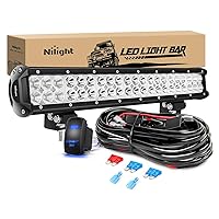 Nilight LED Light Bar 20 Inch 126W Spot Flood Combo Led Off Road Lights 12V 5Pin Rocker Switch LED Light Bar Wiring Harness Kit, 2 Years Warranty, Model: ZH082, Clear