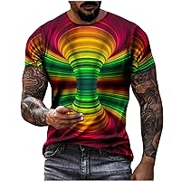 Colorful T-Shirts for Men 3D Printed Neon Abstract Tee Short Sleeve T Shirt Optical Illusion Graphic Tops Streetwear
