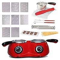 Total Chef Deluxe Chocolatiere Dual Electric Melter 100+ Accessory Kit for Chocolate and Candy Melts Fondue Pot DIY Candy Maker for Dessert Special Occasion Red
