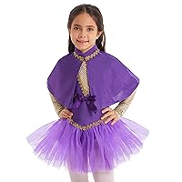 TiaoBug Girls Princess Trapeze Show Costume Halloween Circus Ringmaster Fancy Dress Up Cape Top with Skirt Wristband