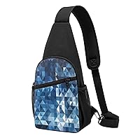 Sling Bag Crossbody for Women Fanny Pack Geometric Blue Chest Bag Daypack for Hiking Travel Waist Bag