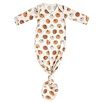 Copper Pearl Baby Gown - Knotted Newborn Sleepers for Baby Boy and Girl, Soft Stretchy Long Sleeve Infant Gowns with Bottom Tie and Hand Mittens, Perfect Hospital Coming Home Outfit (Karver)