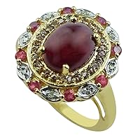 Carillon Ruby Gf Oval Shape Natural Non-Treated Gemstone 925 Sterling Silver Ring Birthday Jewelry (Rose Gold Plated) for Women & Men