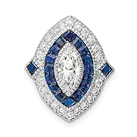 925 Sterling Silver Rhodium Plated Cubic Zirconia and Simulated Blue Spinel Slide Jewelry for Women