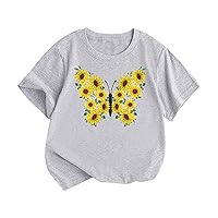 Warm Sweaters for Toddler Girls Butterfly Cartoon Print Boys and Girls Tops Short Sleeved T Shirts T Strap Shirt