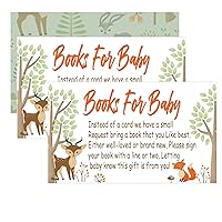 Woodland Creature Books for Baby Shower Request Cards (50 Pack), Baby Shower Invitation Inserts.
