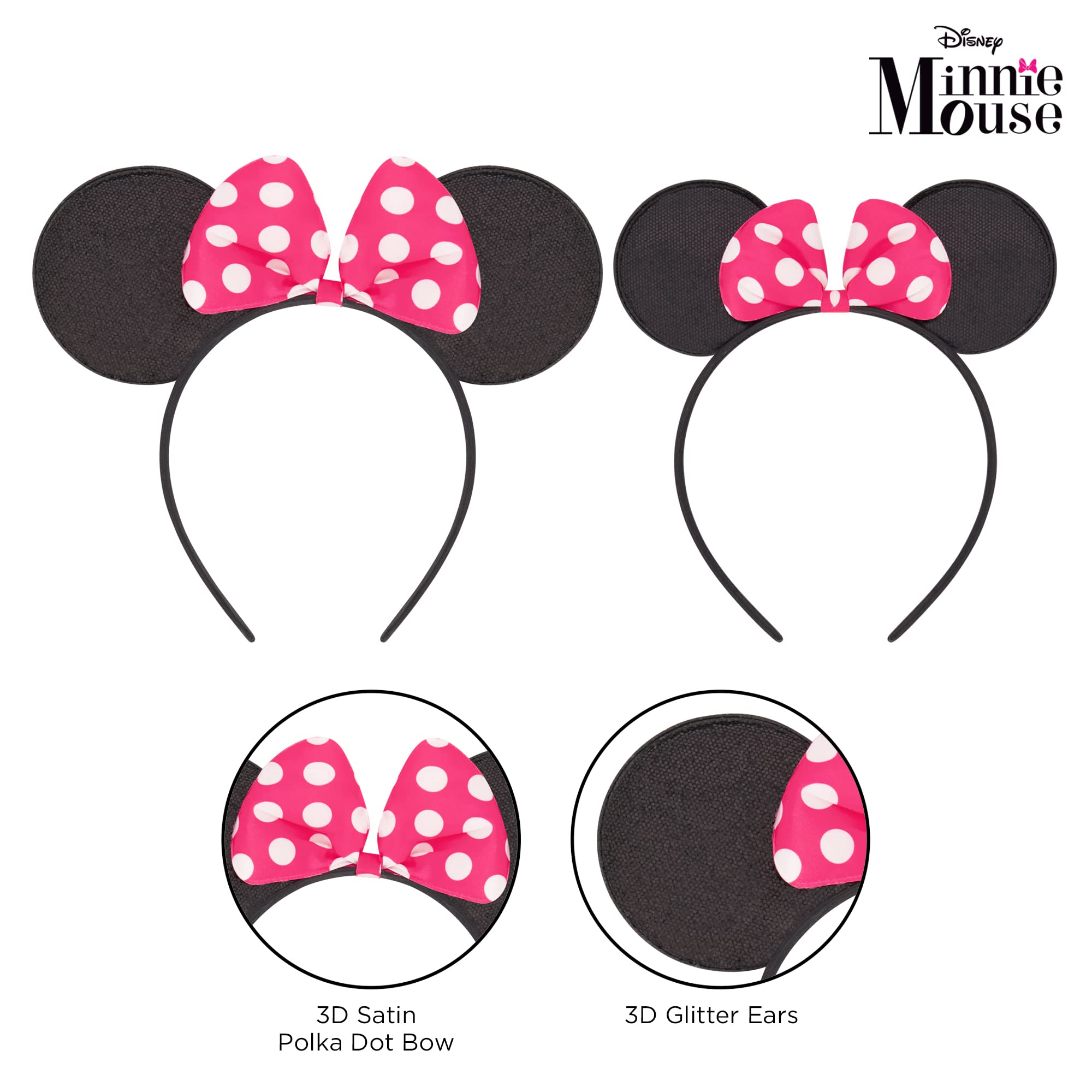 Disney Minnie Mouse Ears Adult, Set of 2 Headbands for Mommy and Me, Matching for Adult and Little Girl