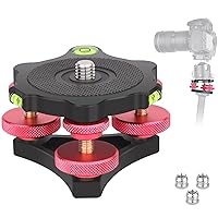 Leveling Base Camera Tripod Head Leveler CNC Lever Stand with 3 Bubble Levels and 3 Wheel +/-5 Degree Precision Adjustment for Panoramic Ball Head DSLR Video Head Max Load 33lbs/15kg