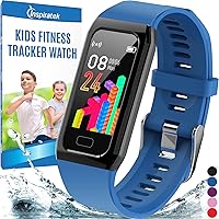Inspiratek Kids Fitness Tracker for Girls and Boys (Age 5-16) - Waterproof Fitness Watch for Kids with Heart Rate Monitor, Sleep Monitor, Calorie Counter and More - Kids Activity Tracker (Blue)