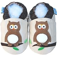 Soft Sole Leather Baby Shoes Infant Toddler Child Kid Boy Crib Shoes Owl Beige