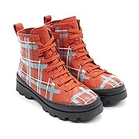 Camper Girls Brutus Leather Boot, Red White,11 M US