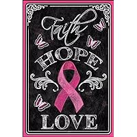 Faith Hope Love Wall Art Canvas Unframed Pink Ribbon Inspirational Breast Cancer Awareness Modern Print Posters Vintage Canvas Paintings Wall Decor For Cafe Farm Bathroom Theater Unframed 16x20 Inch