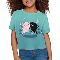 Cute Crop Tops for Girls Short Sleeve Summer T Shirts Fashion Graphic Tees Crew Neck Pullover Tee 5-14 Years