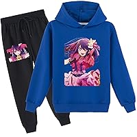 Kid Girls Oshi No Ko Hoodie and Jogger Pants Hooded Sweatshirt Fall Anime Long Sleeve Tracksuit Set