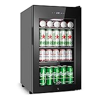 Tylza Mini Beverage Refrigerator Freestanding, 101 Cans Beverage Cooler with Glass Door, Mini Fridge for Soda, Water, Beer or Wine - For Home or Office with White Light, TYBC24