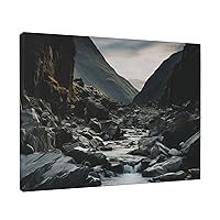 NONHAI Canvas Wall Art for Living Room Bedroom Decorative Painting Art Posters Modern River and gray rocks Print Hanging Artwork Wall Art Aesthetics Decorative Paintings 12x16 Inch